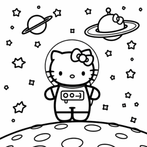 Disegno di astronauta Hello Kitty da colorare