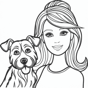 Disegno di Barbie e il suo cane da colorare
