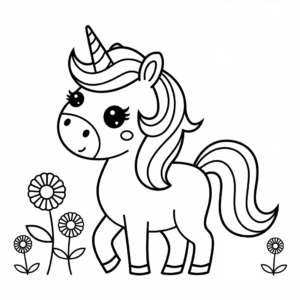 Disegno di Unicorno carino da colorare