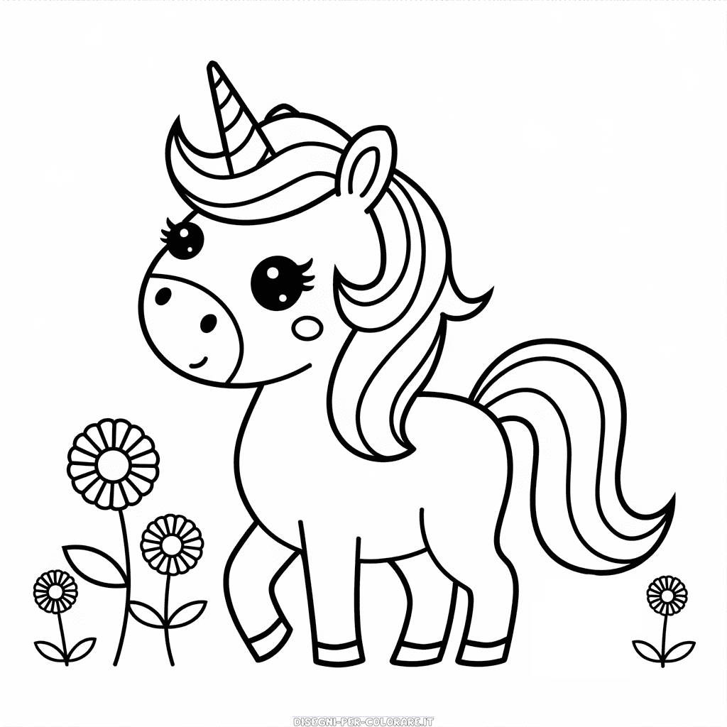 Disegno di Unicorno carino da colorare
