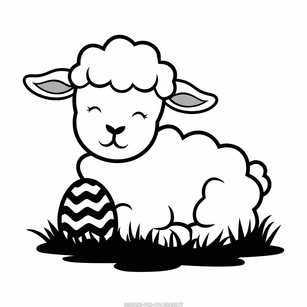 Disegno di Agnello di Pasqua che dorme da colorare