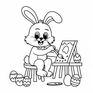 Disegno di Artista del coniglio di Pasqua da colorare