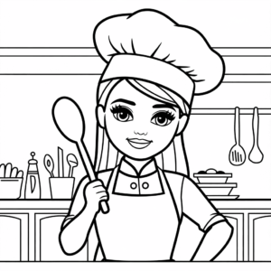 Disegno di Barbie cucina da colorare
