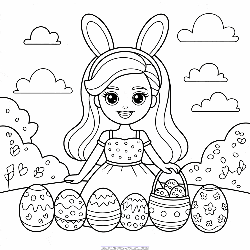 Disegno di Barbie Vacanze di Pasqua da colorare