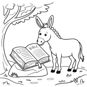 Disegno di Bibbia e Asino da colorare
