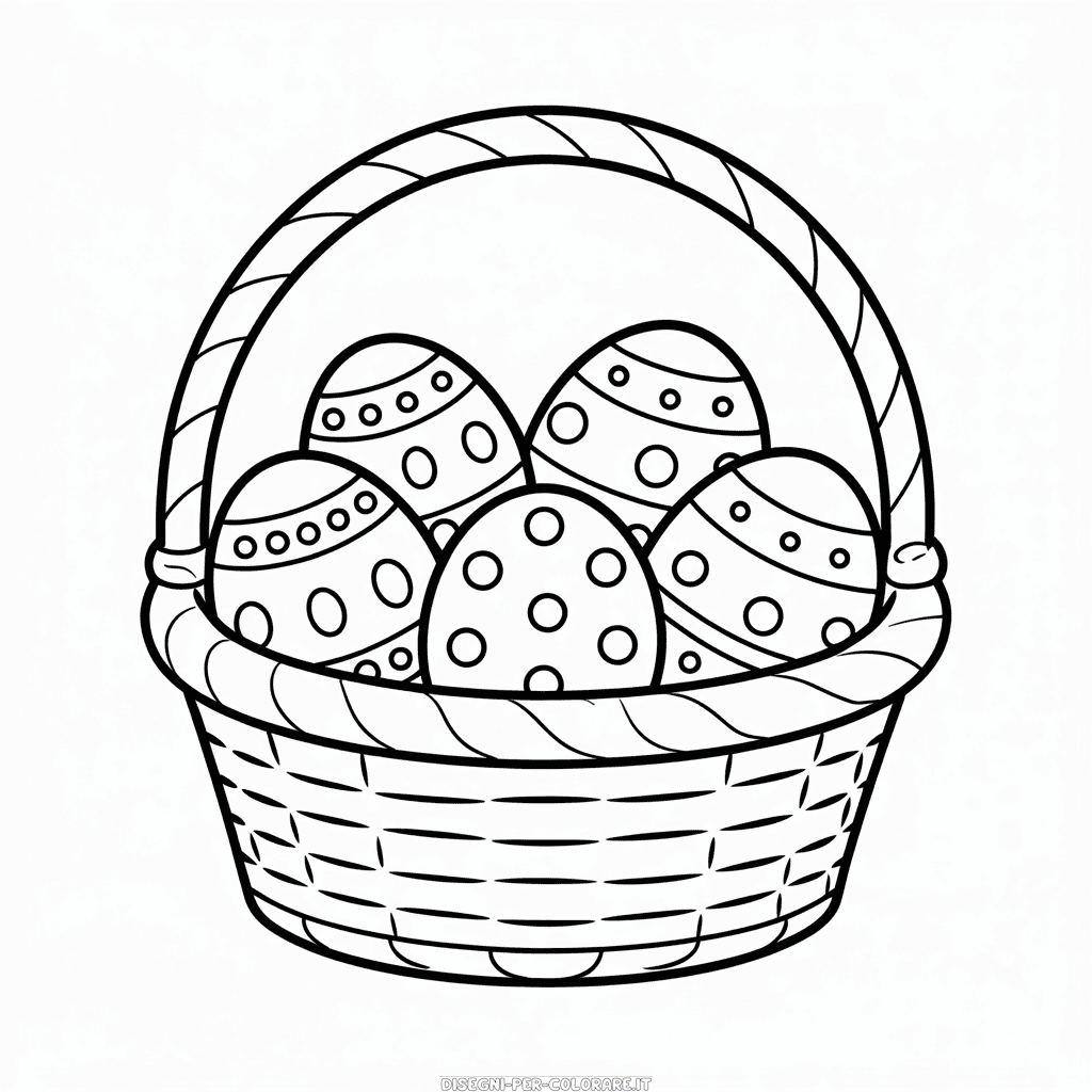 Disegno di Cesto di uova di Pasqua da colorare