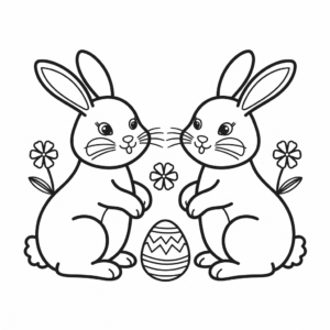 Disegno di Conigli di Pasqua da colorare