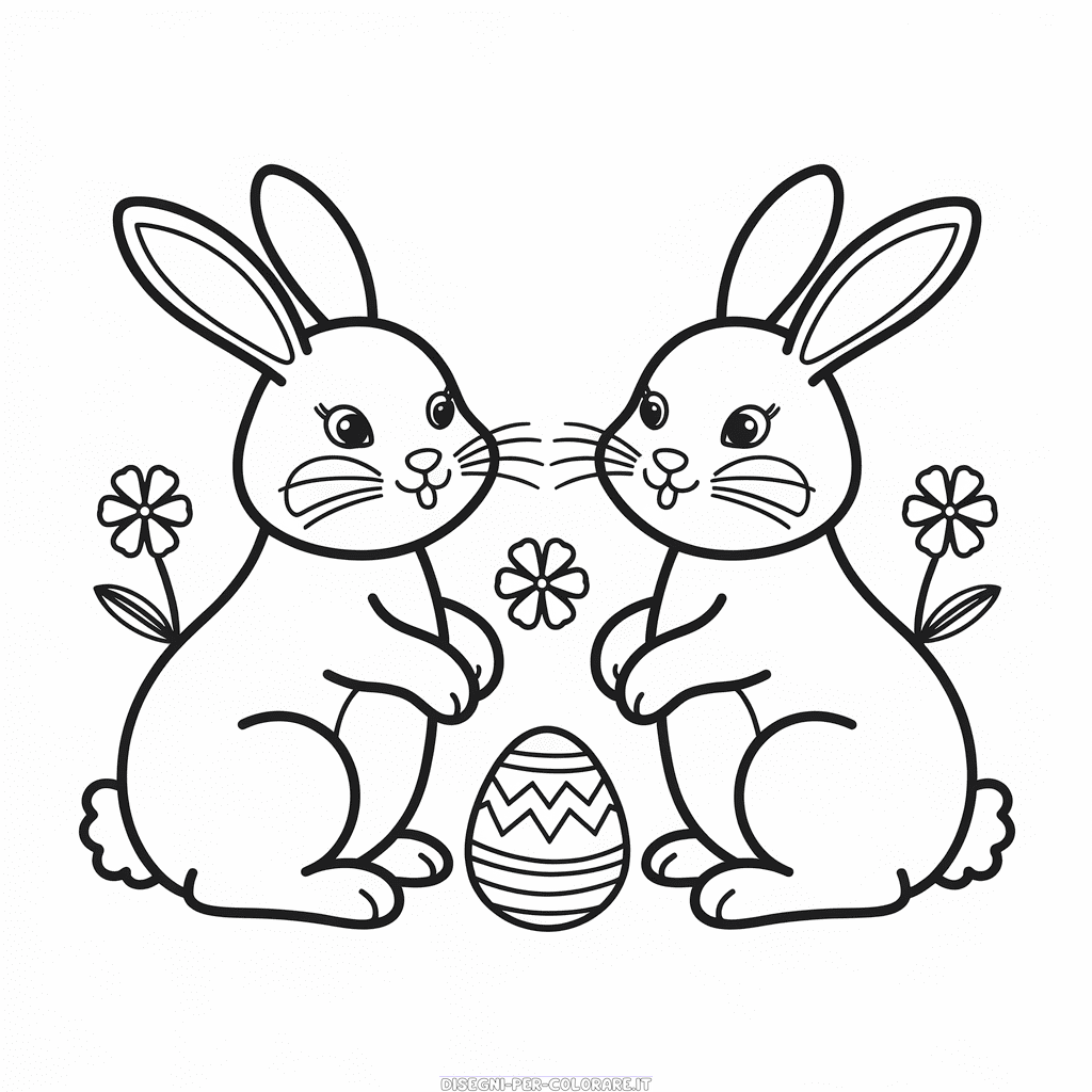 Disegno di Conigli di Pasqua da colorare