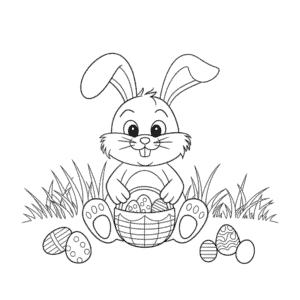 Disegno di Coniglietto di Pasqua Giocoso da colorare