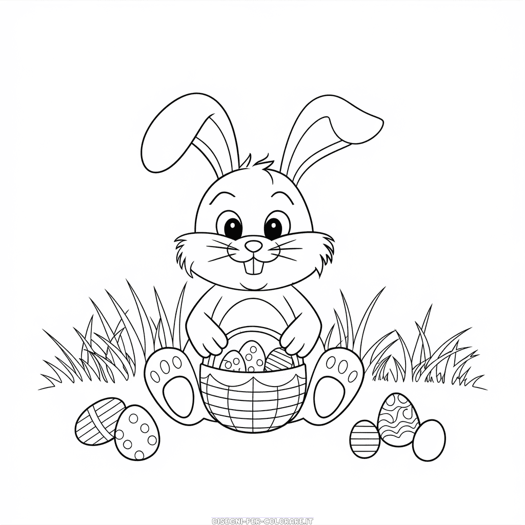 Disegno di Coniglietto di Pasqua Giocoso da colorare