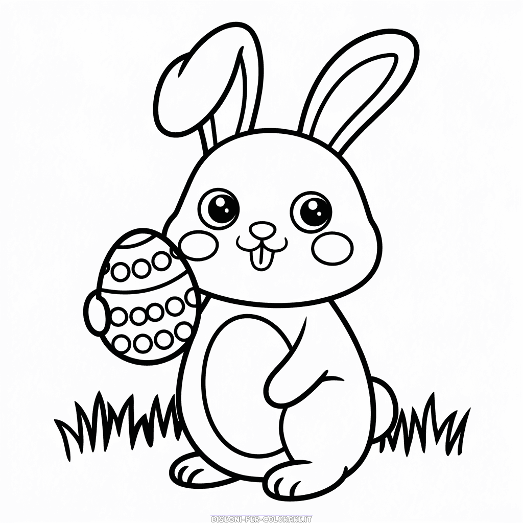Disegno di Coniglietto di Pasqua Kawaii da colorare