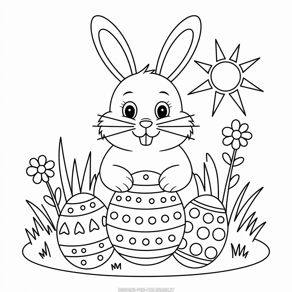 Disegno di Coniglio di Pasqua da colorare