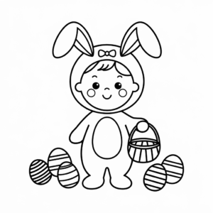 Disegno di Costume da coniglietto di Pasqua da colorare