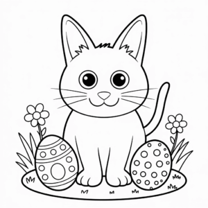Disegno di Gatto di Pasqua da colorare