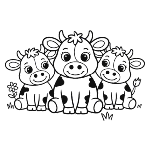Disegno di Gruppo di Carine Mucche da colorare
