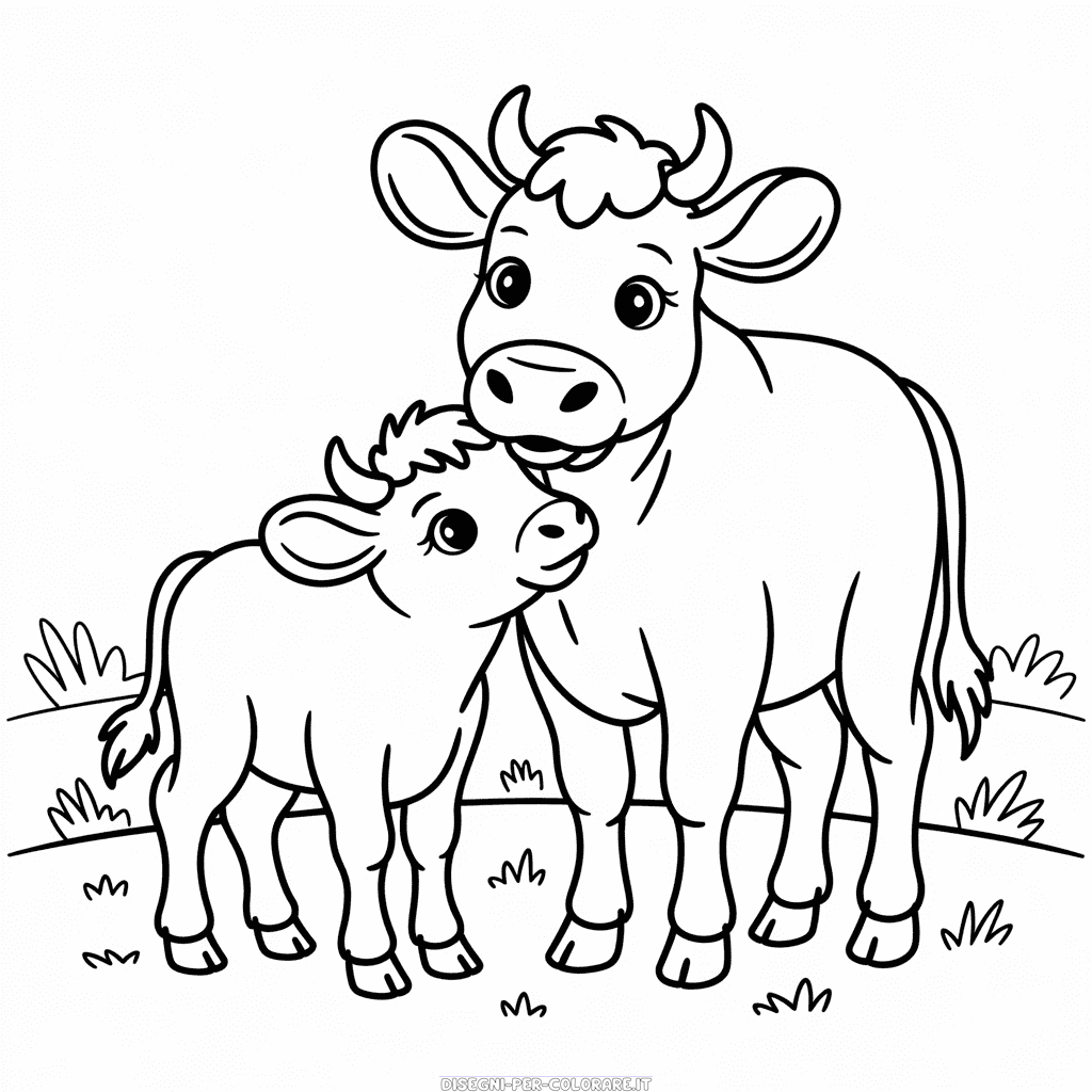 Disegno di Mucca e Vitello da colorare