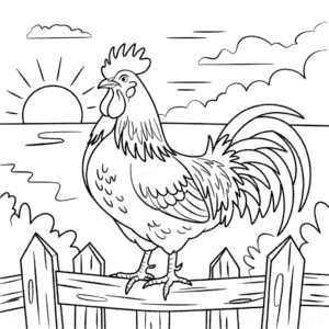 Disegno di Pollo adulto gallo da Colorare
