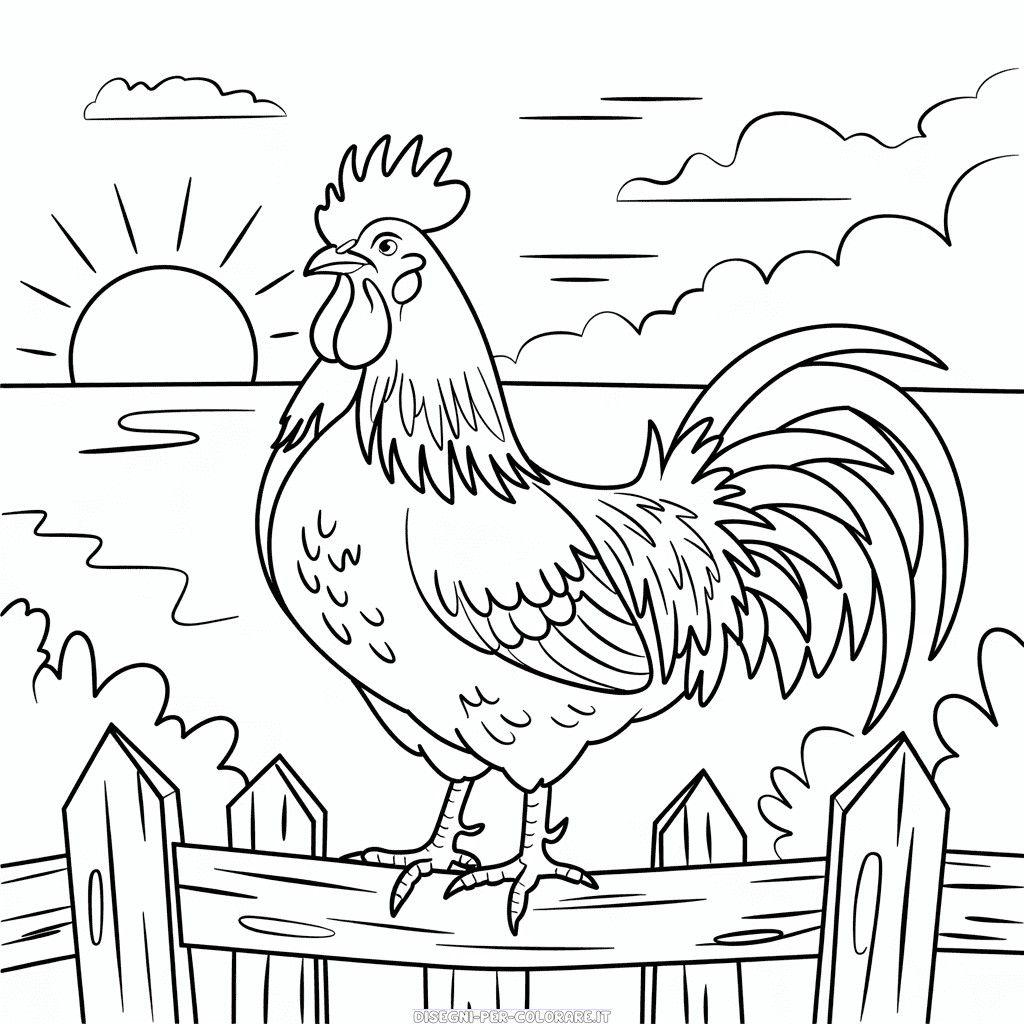 Disegno di Pollo adulto gallo da Colorare