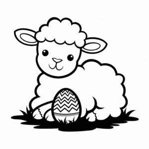 Disegno di Simpatico agnello di Pasqua da colorare