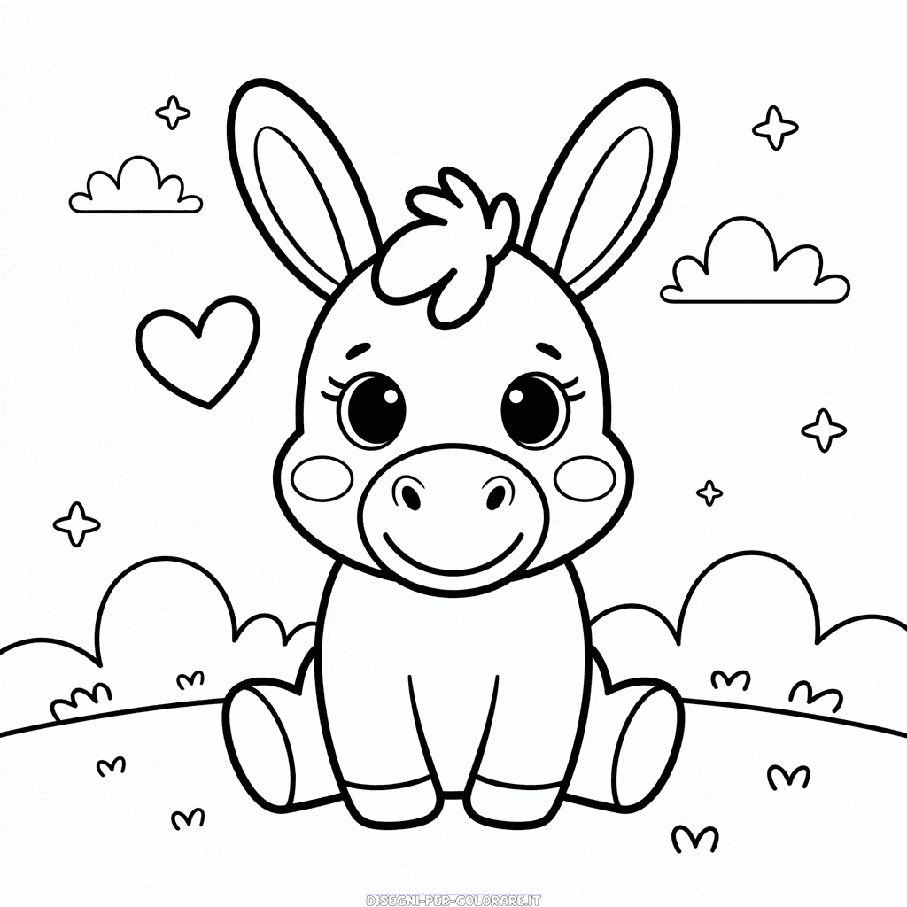 Disegno di Simpatico Asinello da colorare