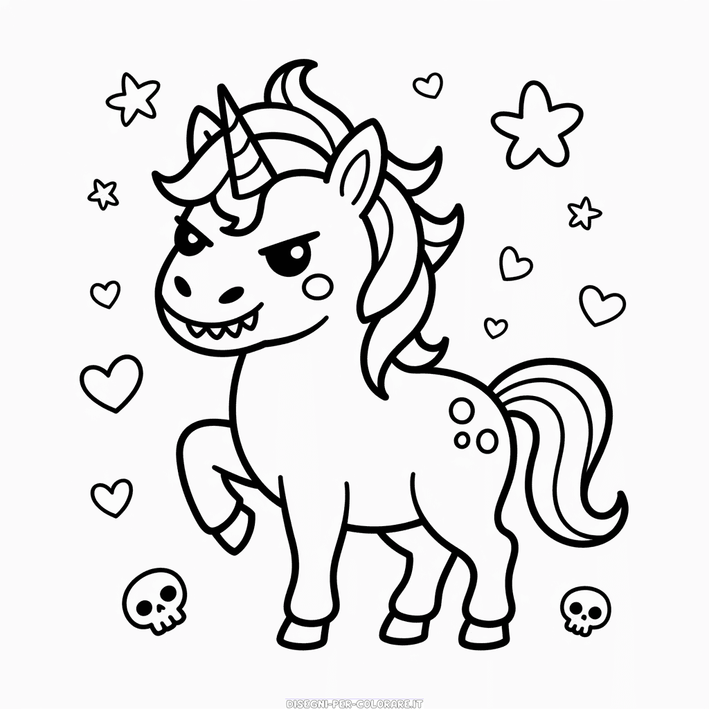 Disegno di Unicorno Malvagio da colorare