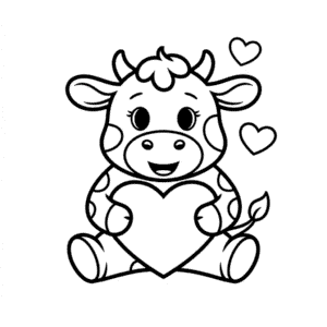 Disegno di Vitellino con Cuore da colorare