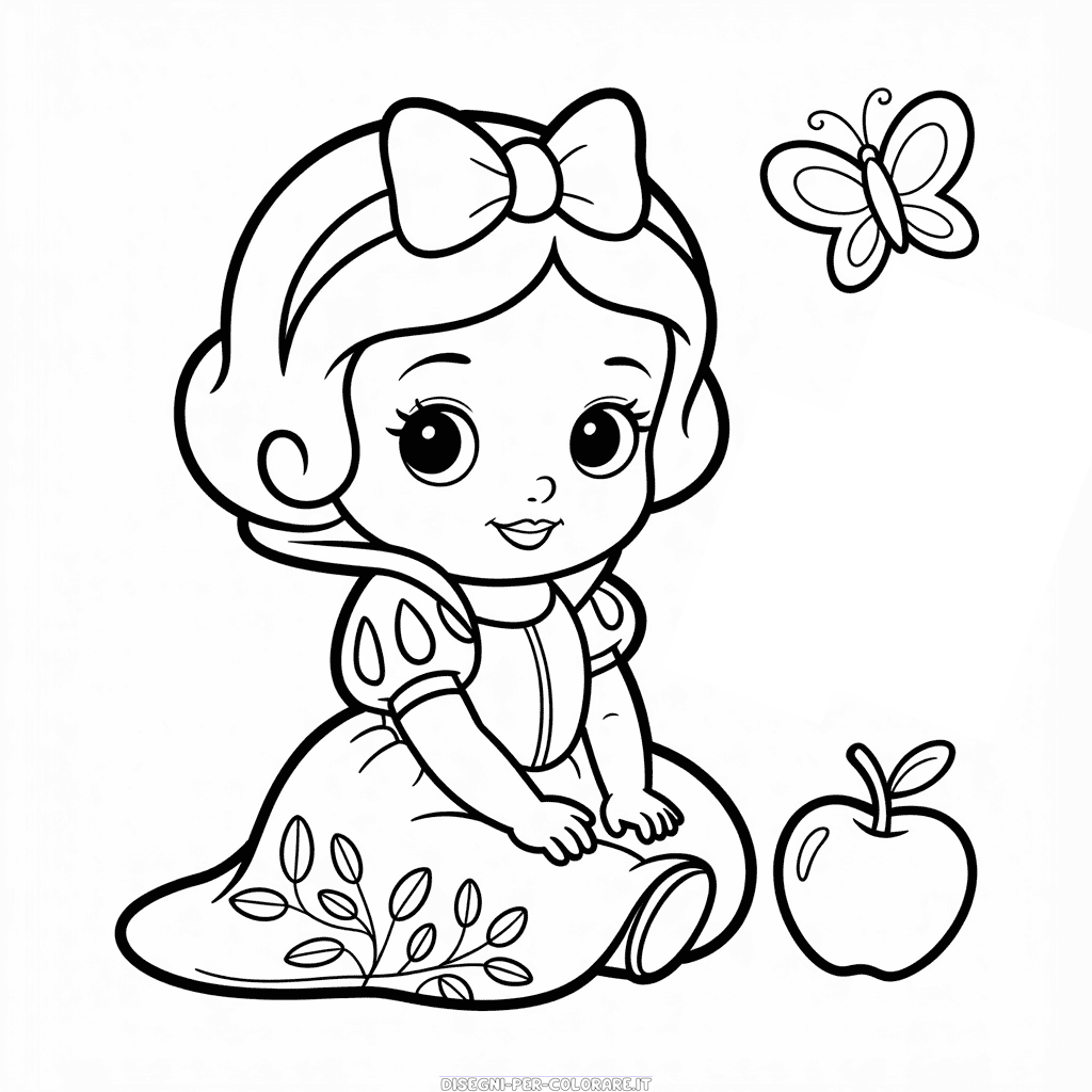 Disegno di Biancaneve Chibi Baby da Colorare