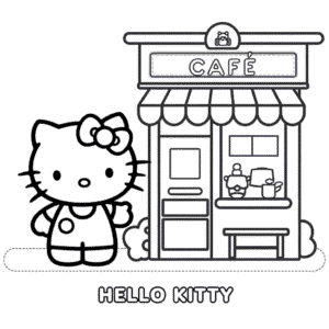 Disegno di Caffè Hello Kitty da Colorare