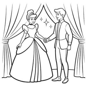 Disegno di Cenerentola e il Principe Azzurro da Colorare