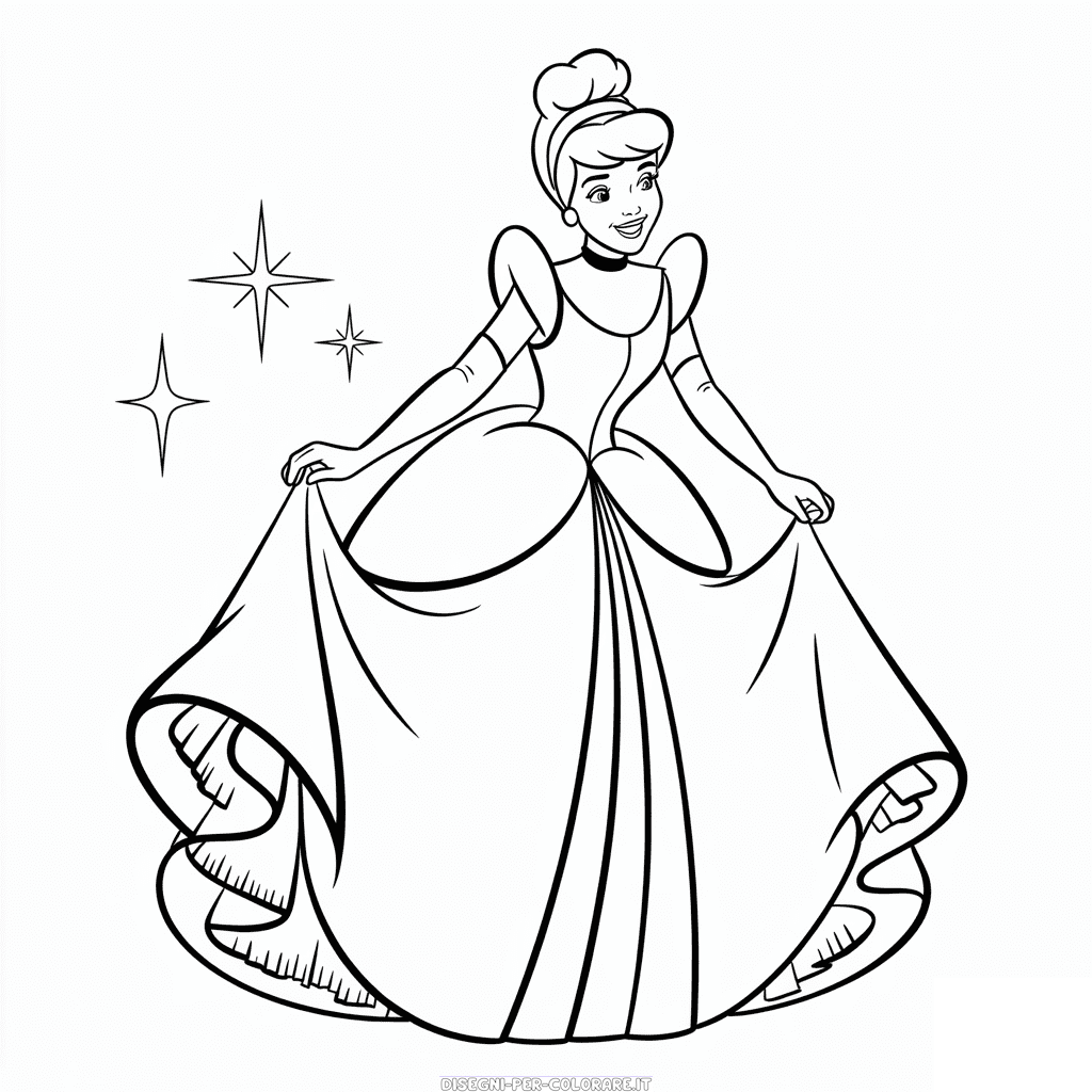 Disegno di Cenerentola Principessa Disney da Colorare