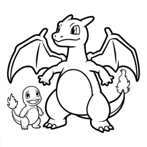 Disegno di Charizard e Charmander da Colorare