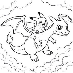 Disegno di Charizard e Pikachu da Colorare