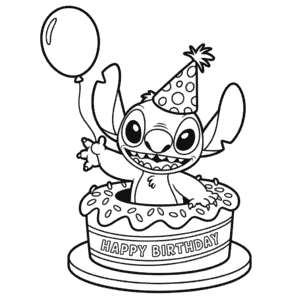 Disegno di Compleanno di Stitch da Colorare