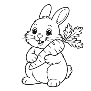 Disegno di Coniglio con Carota da Colorare