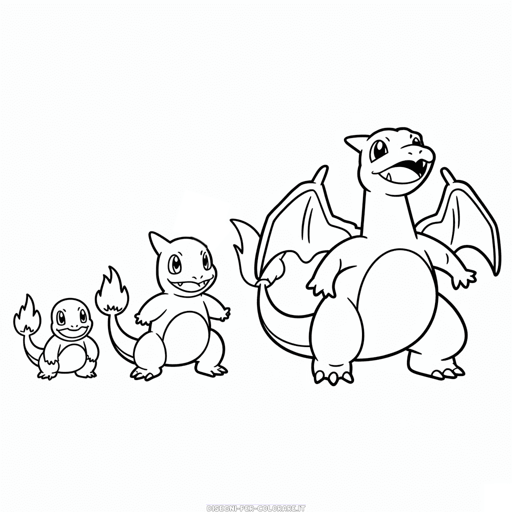 Disegno di Evoluzione di Charizard da Colorare