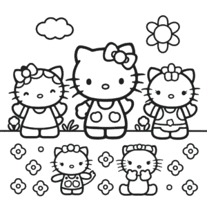 Disegno di Hello Kitty e Amici da Colorare