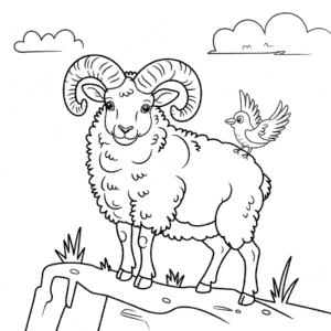 Disegno di Pecora di Bighorn da Colorare