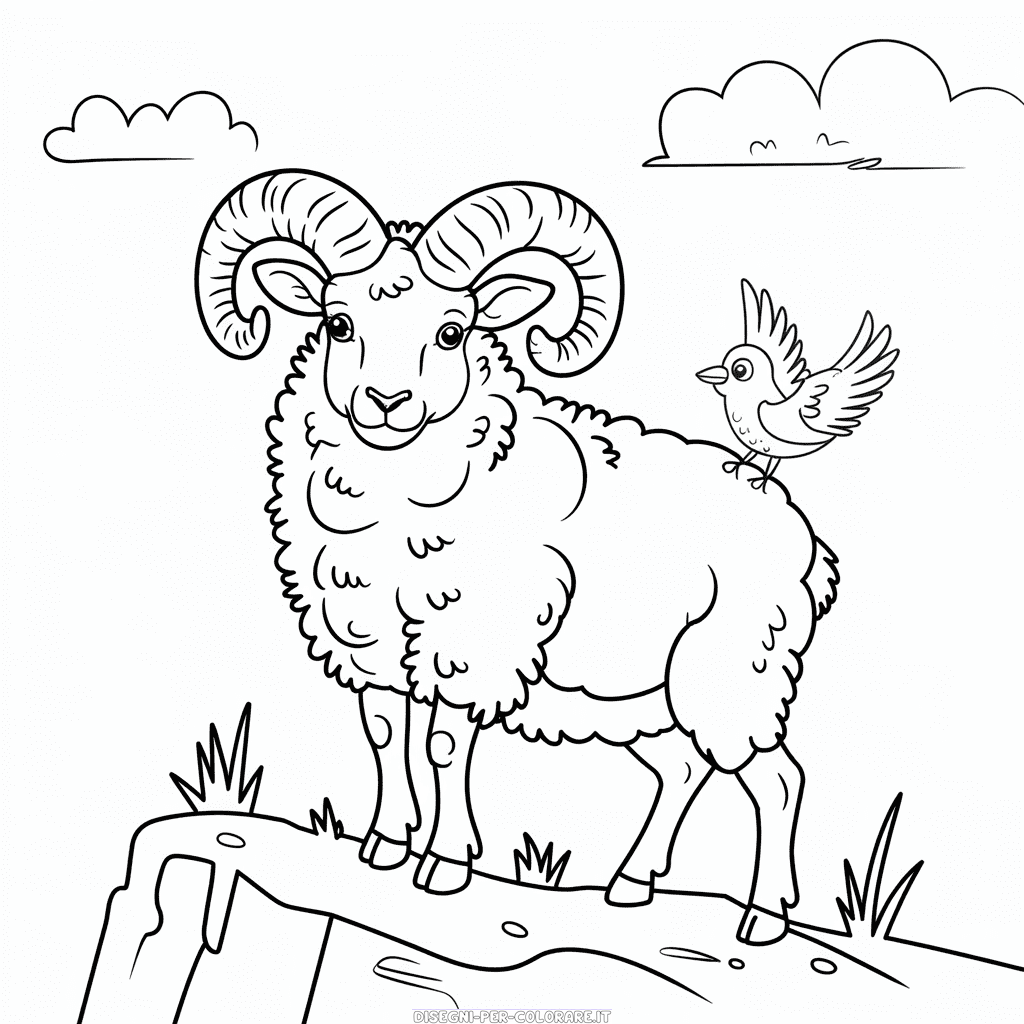Disegno di Pecora di Bighorn da Colorare