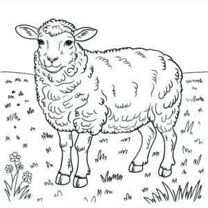 Disegno di Pecora Realistica da Colorare