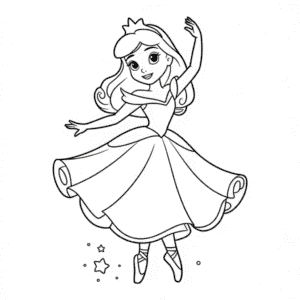 Disegno di Principessa Disney Ballerina da Colorare