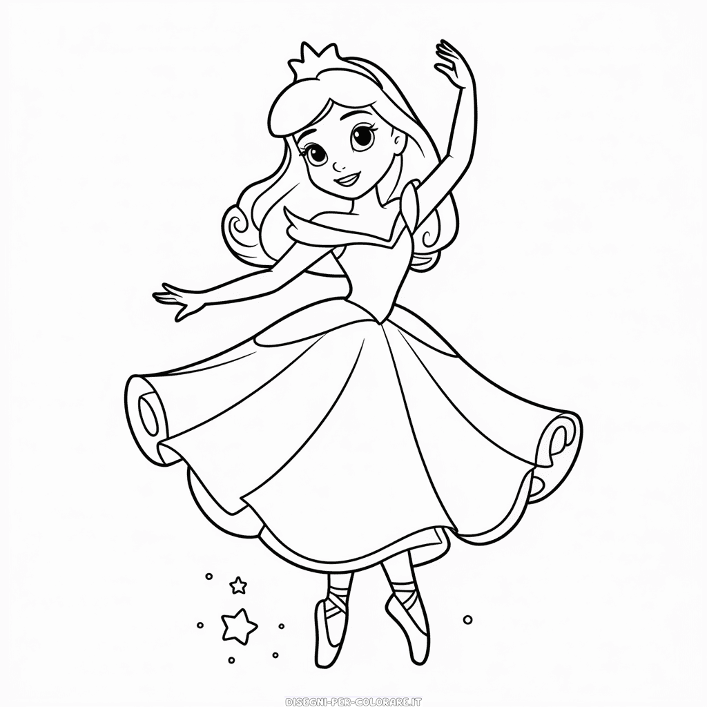 Disegno di Principessa Disney Ballerina da Colorare