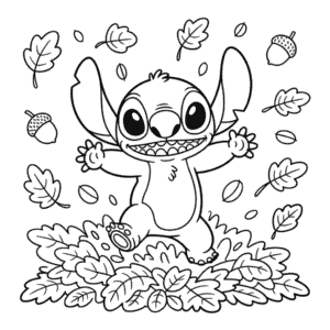 Disegno di Stitch Autunnale da Colorare