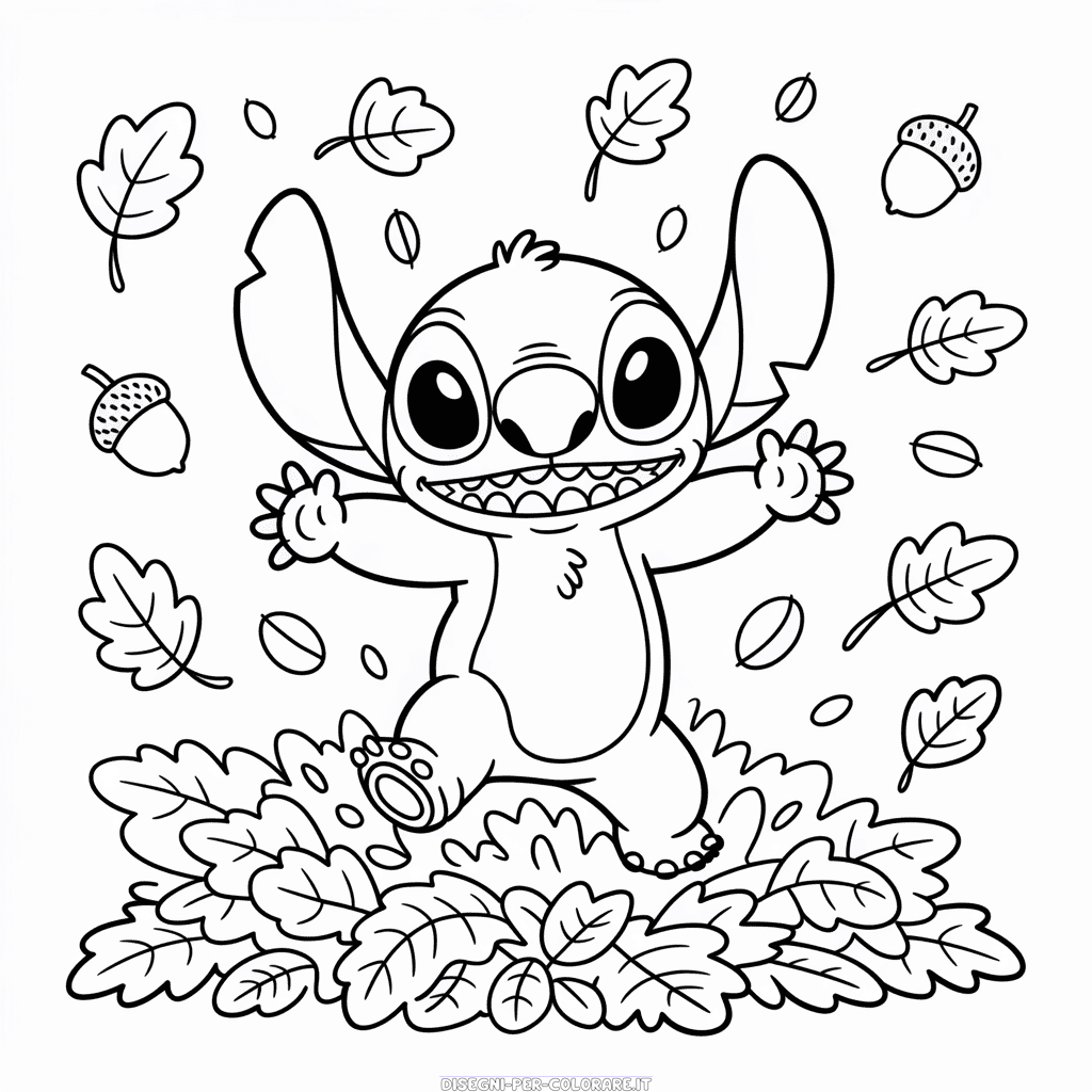 Disegno di Stitch Autunnale da Colorare