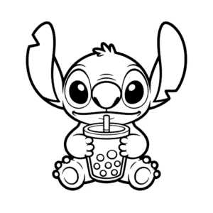 Disegno di Stitch con Boba da Colorare