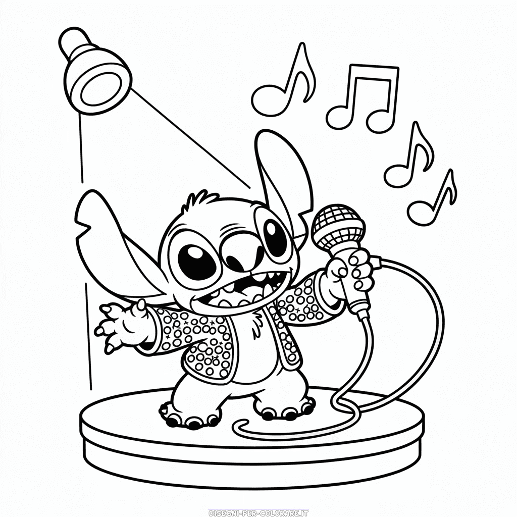 Disegno di Stitch Elvis da Colorare