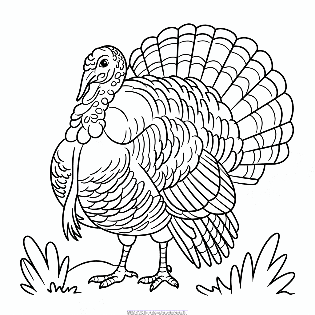 Disegno di Tacchino Dettagliato da Colorare