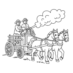 Disegno di Antico Carro a Cavalli per Spegnere Incendi da Colorare