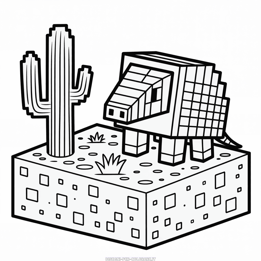 Disegno di Armadillo Minecraft da Colorare