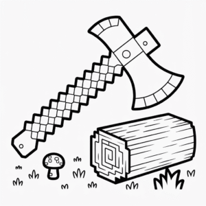Disegno di Ascia Minecraft da Colorare