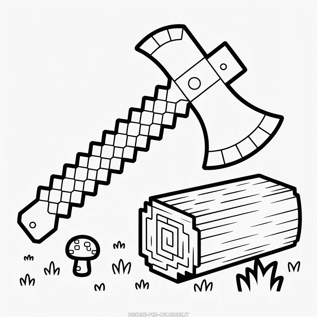 Disegno di Ascia Minecraft da Colorare